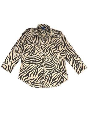 Chaps Zebra Print Button Down Blouse
